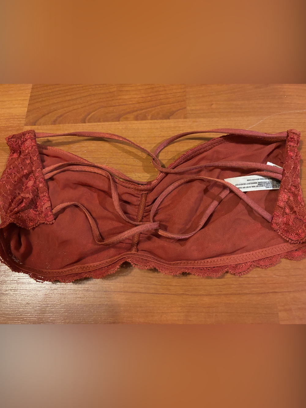 Free People Lace Floral Bandeau Bralette in Rust Red - Picture 2 of 2